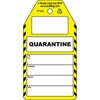 Quarantine-tag, Engels, Zwart op wit, geel, 80,00 mm (B) x 150,00 mm (H)